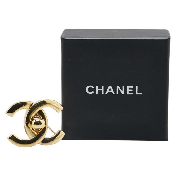 CHANEL Coco Mark Turn Lock Brooch Gold Plated Gold Plated - Picture 4 of 4